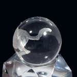水晶丸玉彫刻　白虎(czcb003-3)